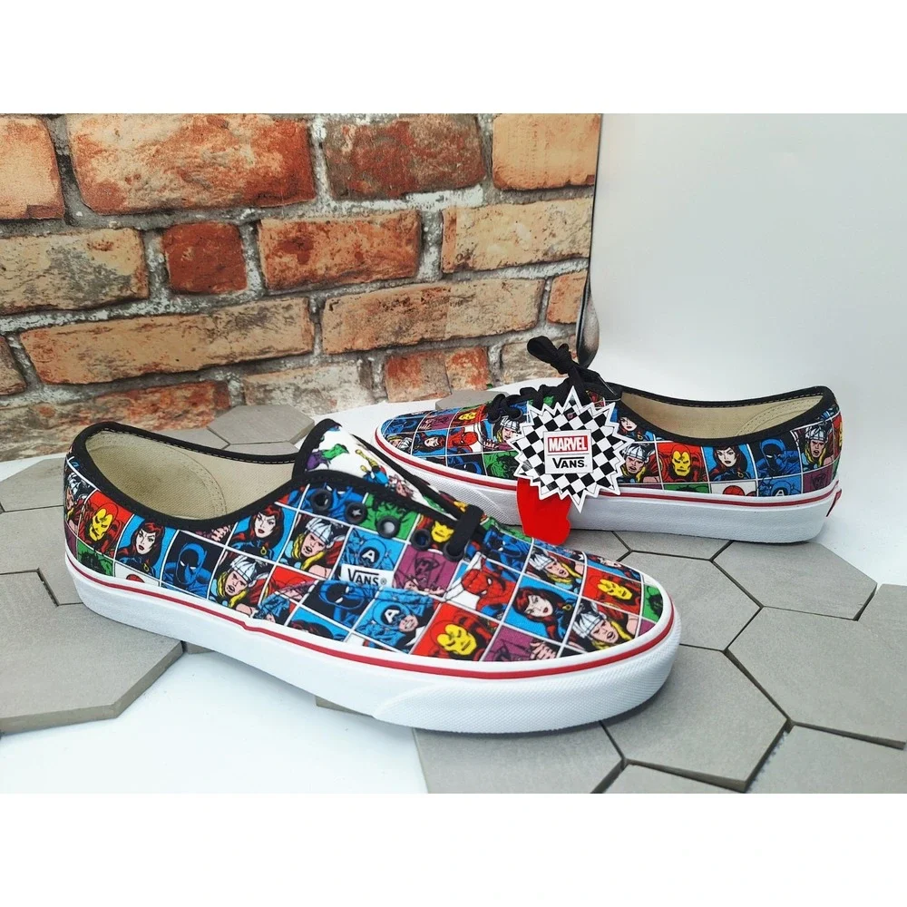 Vans Authentic Marvel Avengers Heads Comic Print Mens 11 Rare 2018 Spiderman LX - Picture 2 of 16